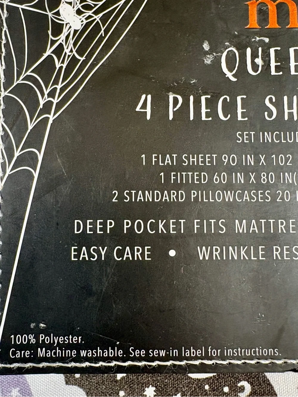 Mellow & Mod Witch Hats & Bats Halloween Queen 4-Piece Sheet Set, NEW